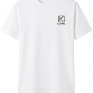 KOKMA Geometric Logo Tee in Crisp White