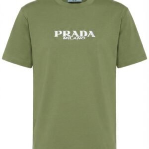 Prada Milano Logo Tee in Khaki Green