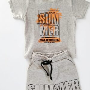 Summer California Boys T-Shirt & Shorts Set – Grey