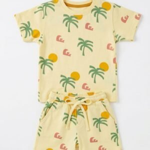 Tropical Palm Print Boys T-Shirt & Shorts Set
