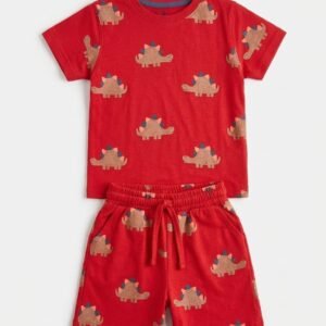 Dinosaur Print Boys T-Shirt & Shorts Set
