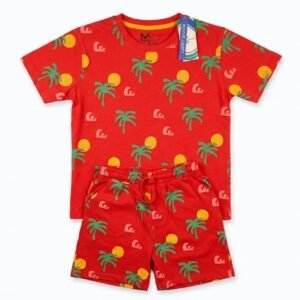 Tropical Palm Print Boys T-Shirt & Shorts Set