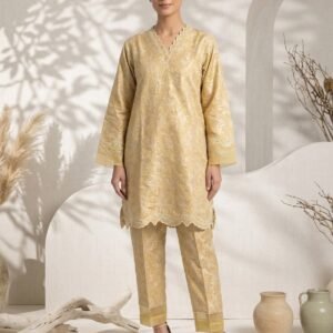 Sapphire Muted Gold Jacquard Tunic & shalwar Set